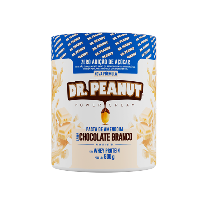 Pasta de Amendoim Sabor Chocolate Branco com Whey Protein 600g Dr. Peanut